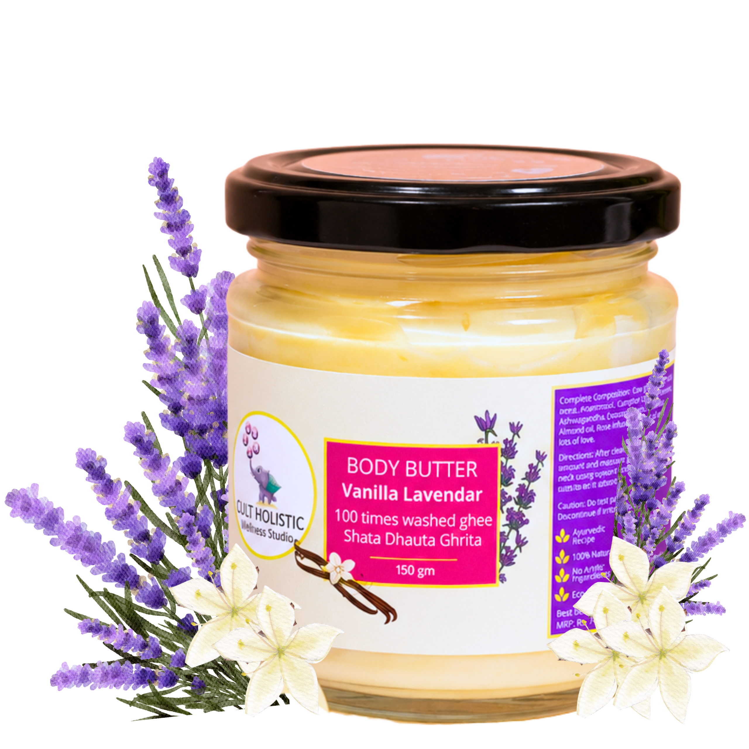 Body Butter- Vanilla Lavender (100 times washed ghee) 150 gm - Image 2